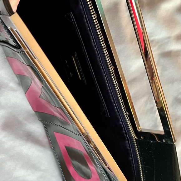 Fendi Patent Leather Dark Blue and Pink Clutch - Picture 5 of 5